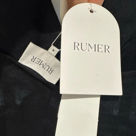 RUMER NWT Freya Black Linen Cut Out Maxi Dress M Reverie - Picture 13 of 13